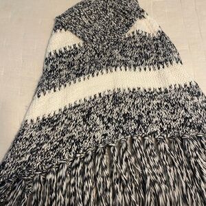 Women's Black and White Knit Poncho